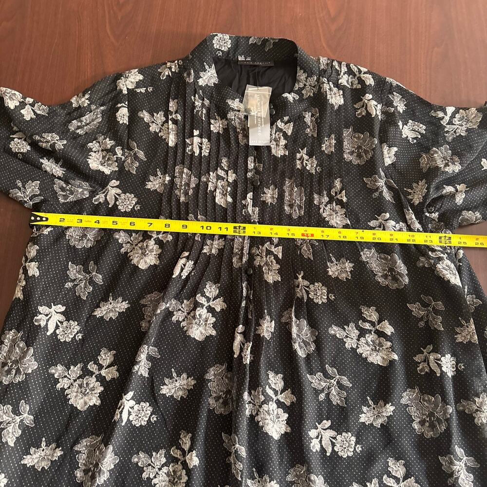 NWT Lane Bryant Pintuck Chiffon Shirt Dress Black Floral Plus Size 18/20 - Picture 7 of 8